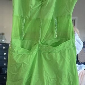 Vibrant Green Dance Costume with Rhinestone Accents
